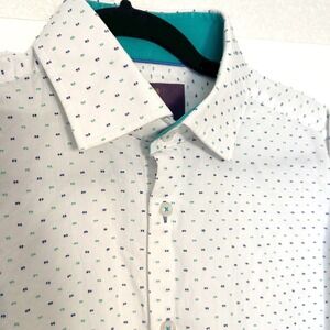 hawes & curtis Men's Large Dotted Brandon slim fit Button up Long Sleeve Oxford